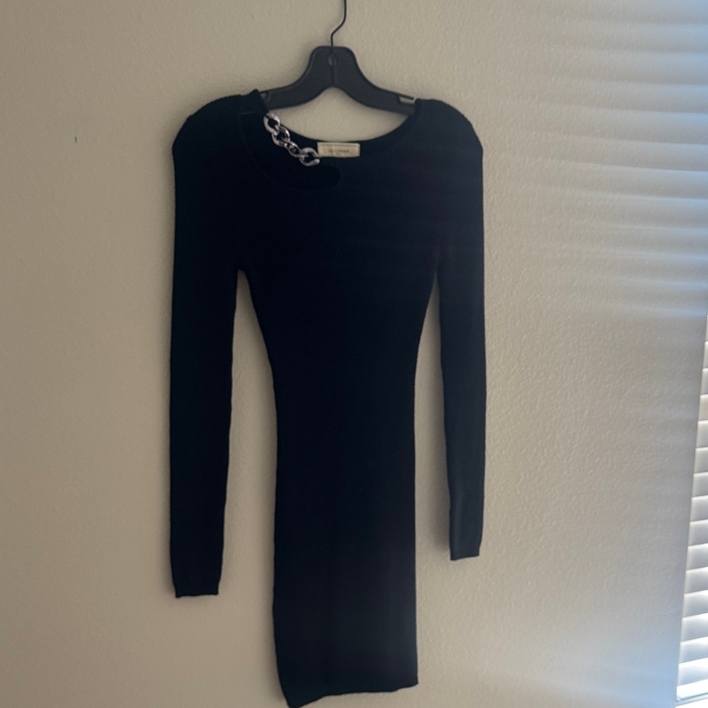 No Comment Black Long Sleeve sweater Dress